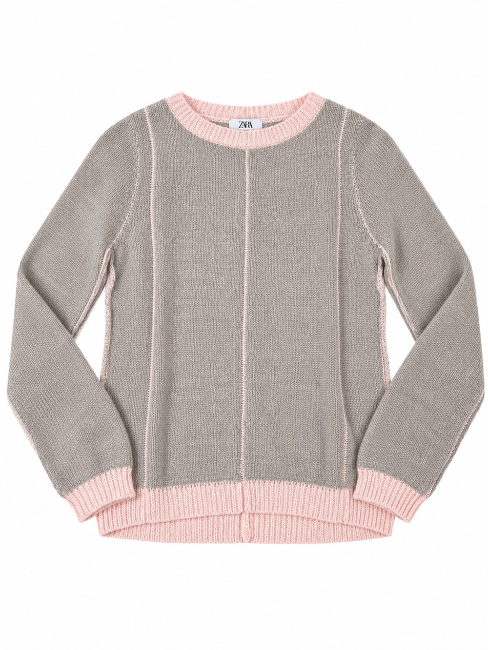 Zara Gray & Blush Pink Wool Alpaca Blend Sweater – Size XS – NWOT